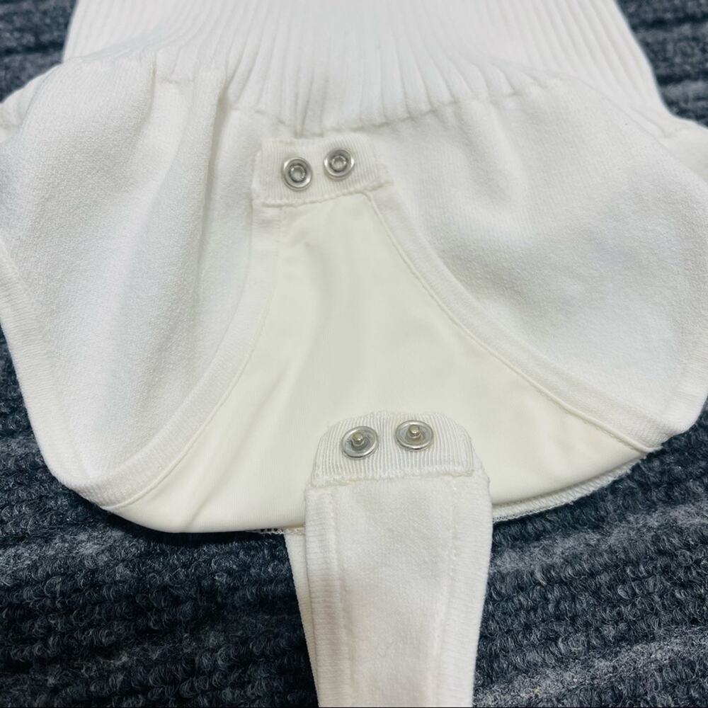 A.L.C. White Toni Ribbed-Knit Bodysuit Size XS Snap Button - Picture 12 of 15